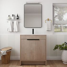 30 Inch Freestanding Bathroom Vanity with White Ceramic Sink & 2 Soft-Close