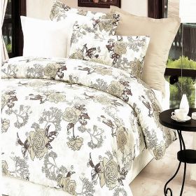 Blancho Bedding - [Ivory Rose] 100% Cotton 5PC Comforter Set (King Size)