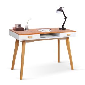 Wooden Vanity table Makeup Dressing Desk Writing Desk Computer Table with Solid Wood Top Panel