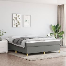 Box Spring Bed Frame Dark Gray 76"x79.9" King Fabric