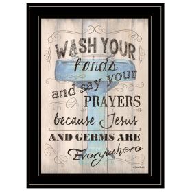 "Wash Your Hands" By Debbie DeWitt; Ready to Hang Framed Print; Black Frame