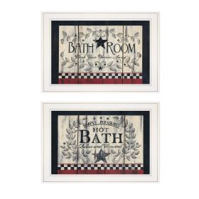 "Hot Bath" 2-Piece Vignette by Linda Spivey; White Frame
