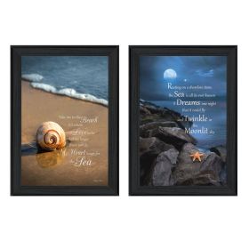 "Sea Dream Collection" 2-Piece Vignette By Robin-Lee Vieira; Printed Wall Art; Ready To Hang Framed Poster; Black Frame