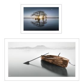 "Tree Reflections" 2-Piece Vignette by Moises Levy; White Frame