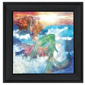 "Sunset Mermaid" by Bluebird Barn; Ready to Hang Framed Print; Black Frame