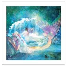 "Woodland Cove Mermaid" by Bluebird Barn; Ready to Hang Framed Print; White Frame