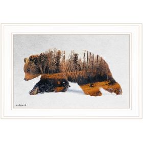 "Traveling Bear" by Andreas Lie; Ready to Hang Framed Print; White Frame