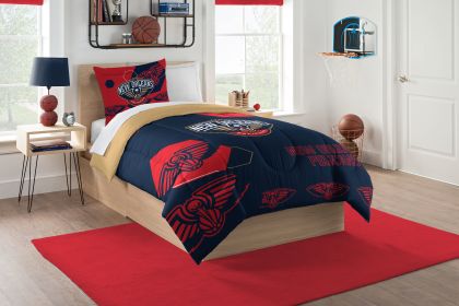 Pelicans OFFICIAL NBA "Hexagon" Twin Comforter & Sham Set; 64" x 86"
