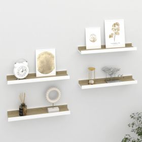 Wall Shelves 4 pcs White and Sonoma Oak 15.7"x3.5"x1.2"