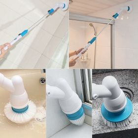 3 Heads Electric Spin Scrubber Cleaning Brush Bathroom Floor Tiles Household Clean Tool US Plug  YJ