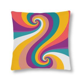 Indoor Or Outdoor Throw Pillow, Retro Multicolor Vintage Print S5