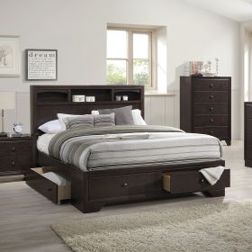 Modern bedroom Storage Eastern King Size Bed Drawers Storage Headboard Footboard 1pc Bed Only.